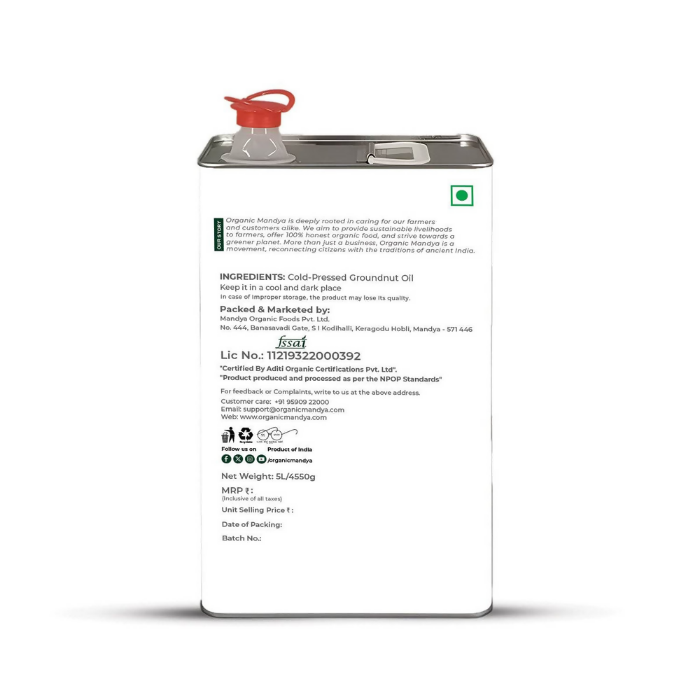 Organic Mandya Cold Pressed - Groundnut Oil - Distacart