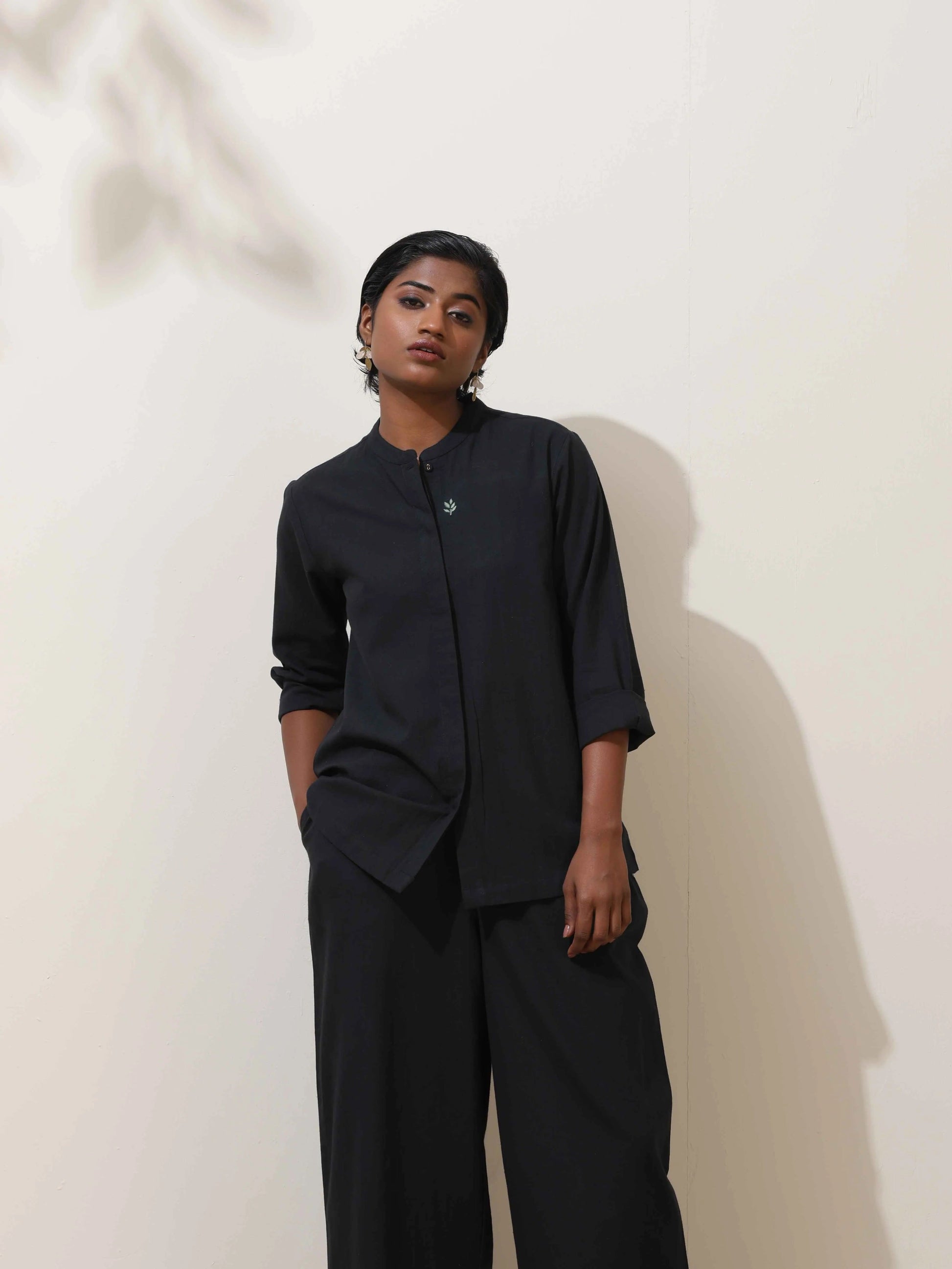 trueBrowns Black Cotton Linen Co-Ord Set - Distacart