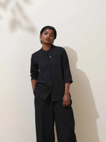 trueBrowns Black Cotton Linen Co-Ord Set - Distacart