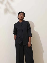 Thumbnail for trueBrowns Black Cotton Linen Co-Ord Set