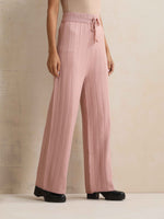 Thumbnail for trueBrowns Pink Woollen Flared Pants