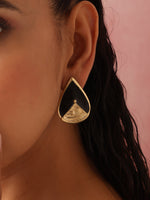 Thumbnail for trueBrowns Brass Black Stone Drop Stud Earrings - Distacart