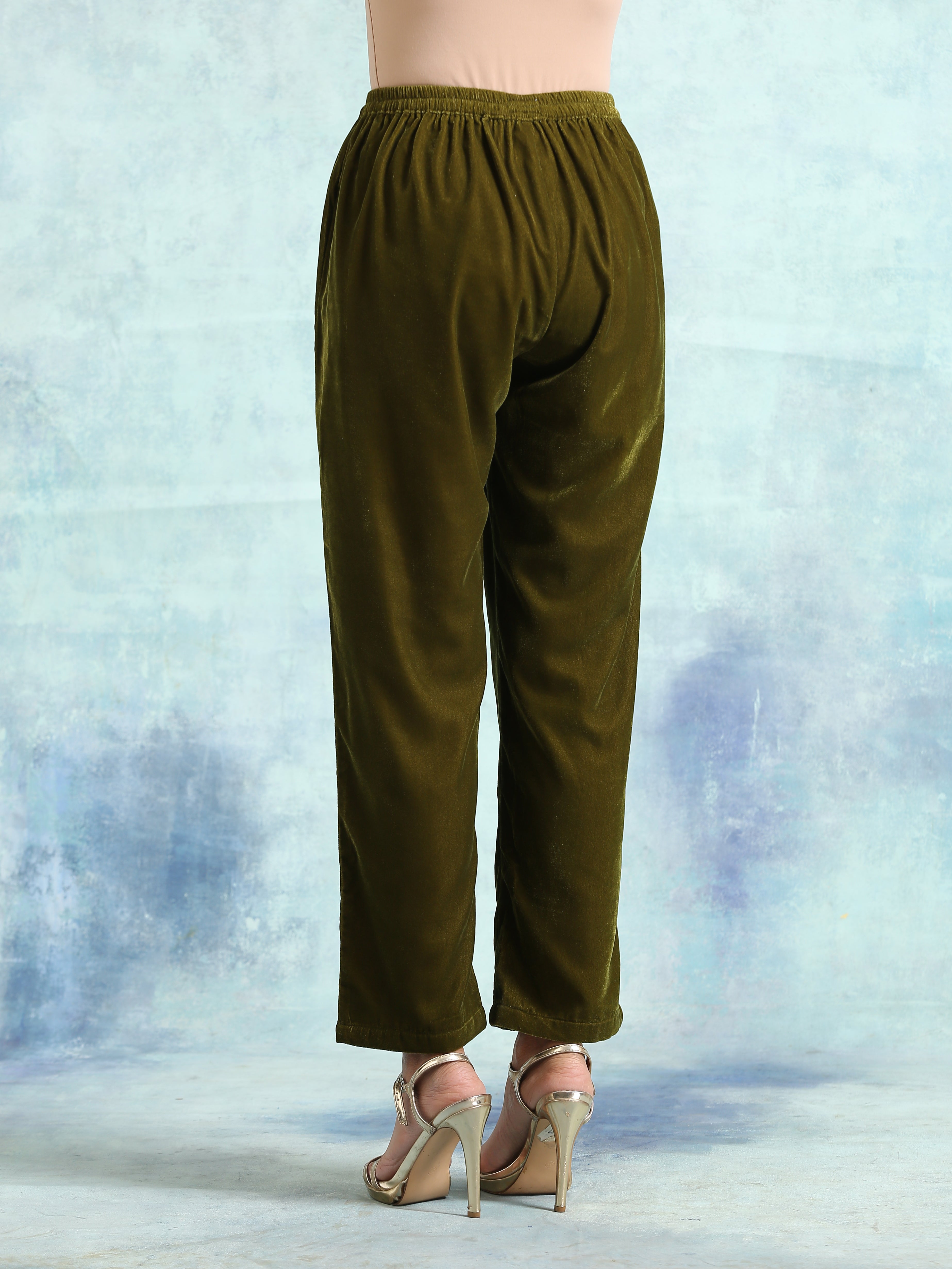 trueBrowns Mehandi Velvet Pant - Distacart