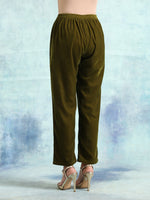 Thumbnail for trueBrowns Mehandi Velvet Pant - Distacart