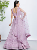 Thumbnail for House of Panchhi Sea Green Georgette Sequins And Thread Embroidery Lehenga Choli & Dupatta - Distacart