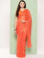 Thumbnail for Ahalyaa Leheriya Poly Chiffon Saree - Distacart