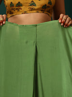 Thumbnail for trueBrowns Green Muslin Silk Ready to Wear Saree - Distacart