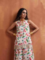 Thumbnail for trueBrowns Off White Print Sharara Set - Distacart