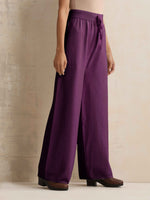 Thumbnail for trueBrowns Purple Woollen Flared Pants