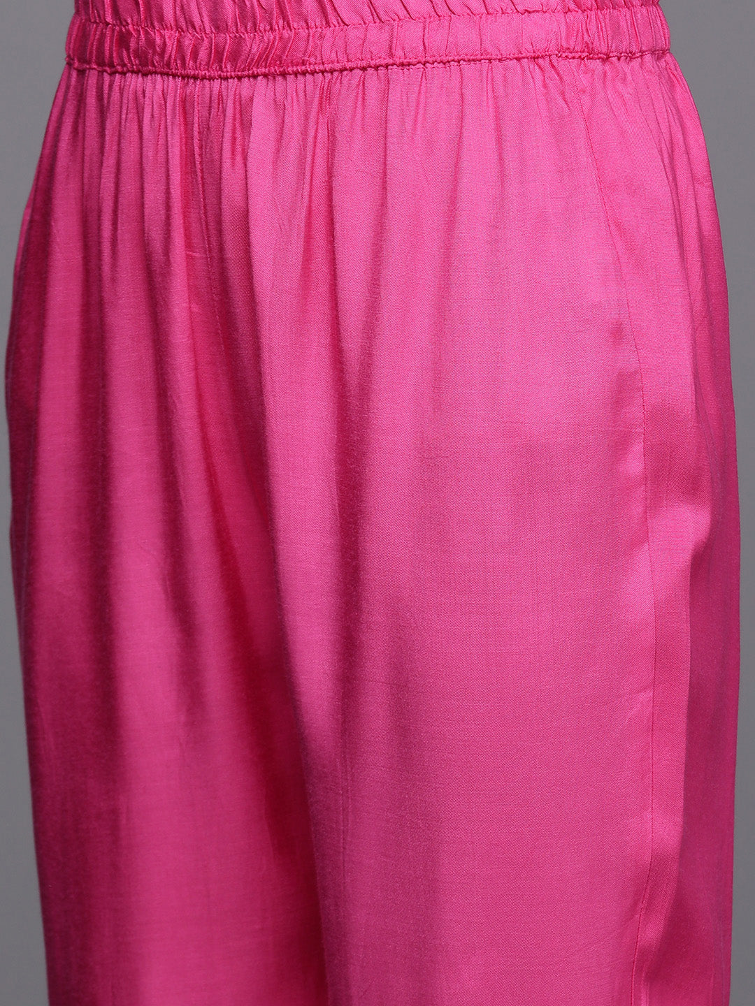 Varanga Women Pink Pure Fabric, Lehariya Embroidered Straight Kurta Paired With Tonal Bottom And Dupatta - Distacart