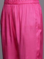 Thumbnail for Varanga Women Pink Pure Fabric, Lehariya Embroidered Straight Kurta Paired With Tonal Bottom And Dupatta - Distacart