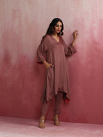 Thumbnail for trueBrowns Brown Modal High low Kurta Set