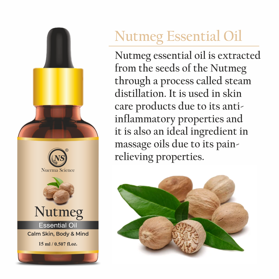 Nuerma Science Pure Nutmeg Essential Oil For Body Care & Hair Care - Distacart