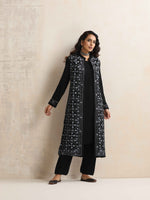 Thumbnail for trueBrowns Black Kashmiri Woollen Jacket 3pc Set
