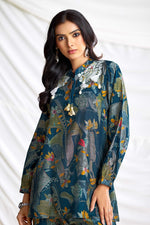 Thumbnail for BulBul Nilisha Teal Chanderi Co-Ord Set