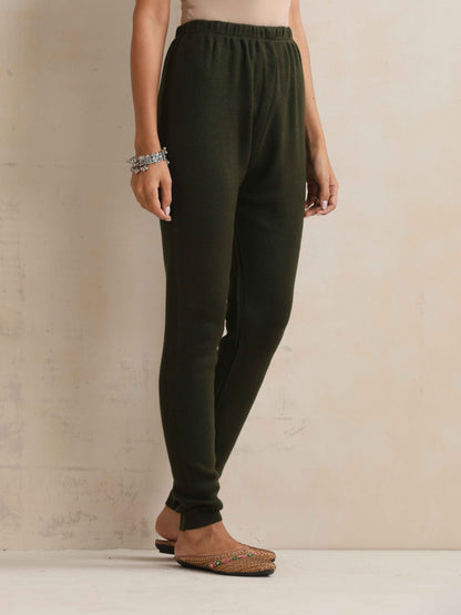 trueBrowns Green Woollen Leggings - Distacart
