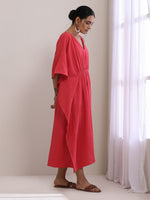 Thumbnail for trueBrowns Bright Pink Dobby Kaftan Dress - Distacart