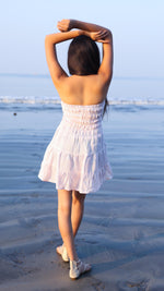Thumbnail for Noroke Linen Lilac Gold Mini Tiered Dress - Lilac - Distacart