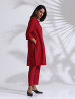Thumbnail for trueBrowns Maroon Slub Kurta Co-ord Set