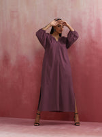 Thumbnail for trueBrowns Light Purple Cotton Dobby Dress - Distacart