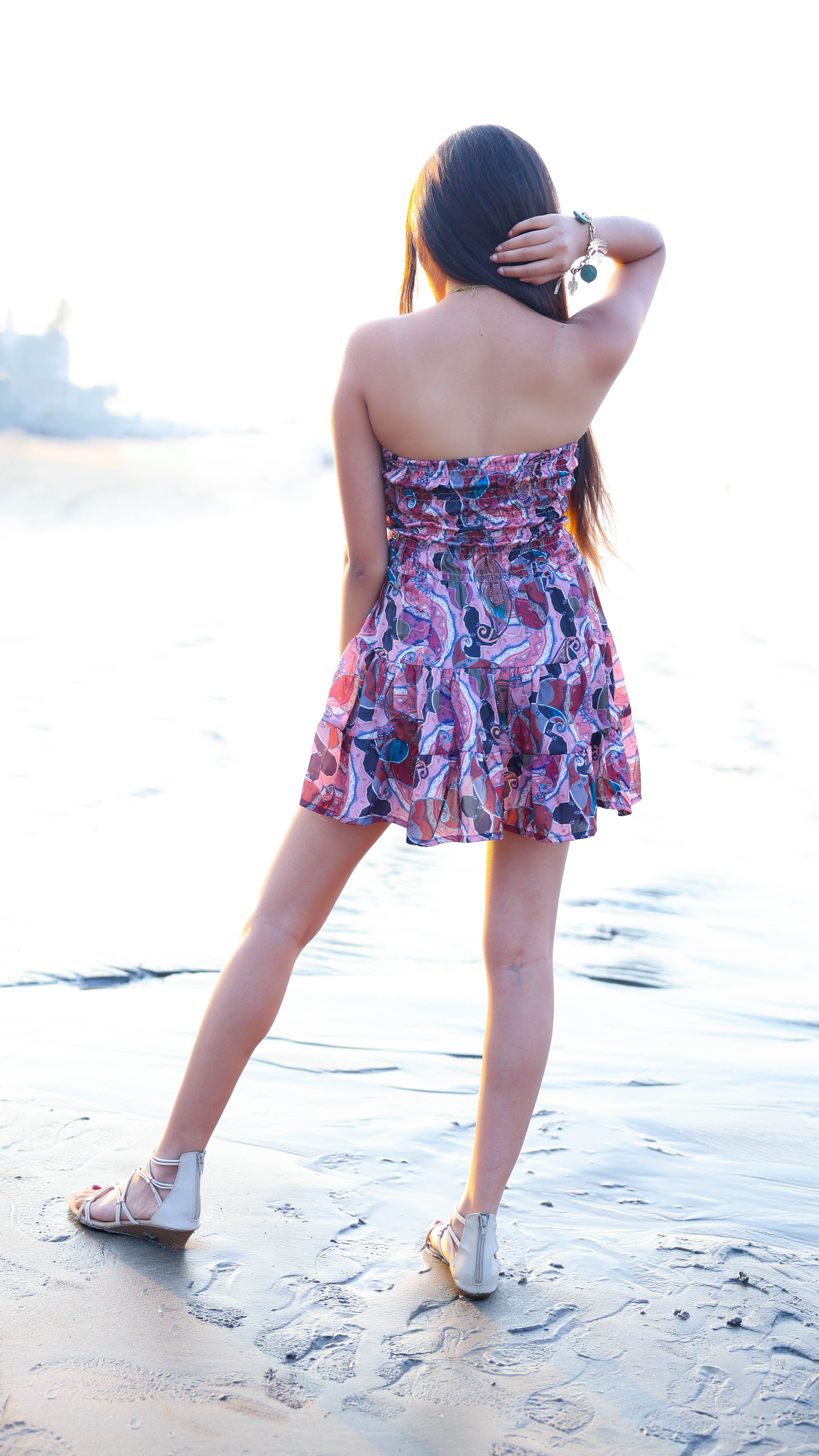 Noroke Sustainable fabric | Bemberg Brown Printed Mini Tiered Dress - Distacart
