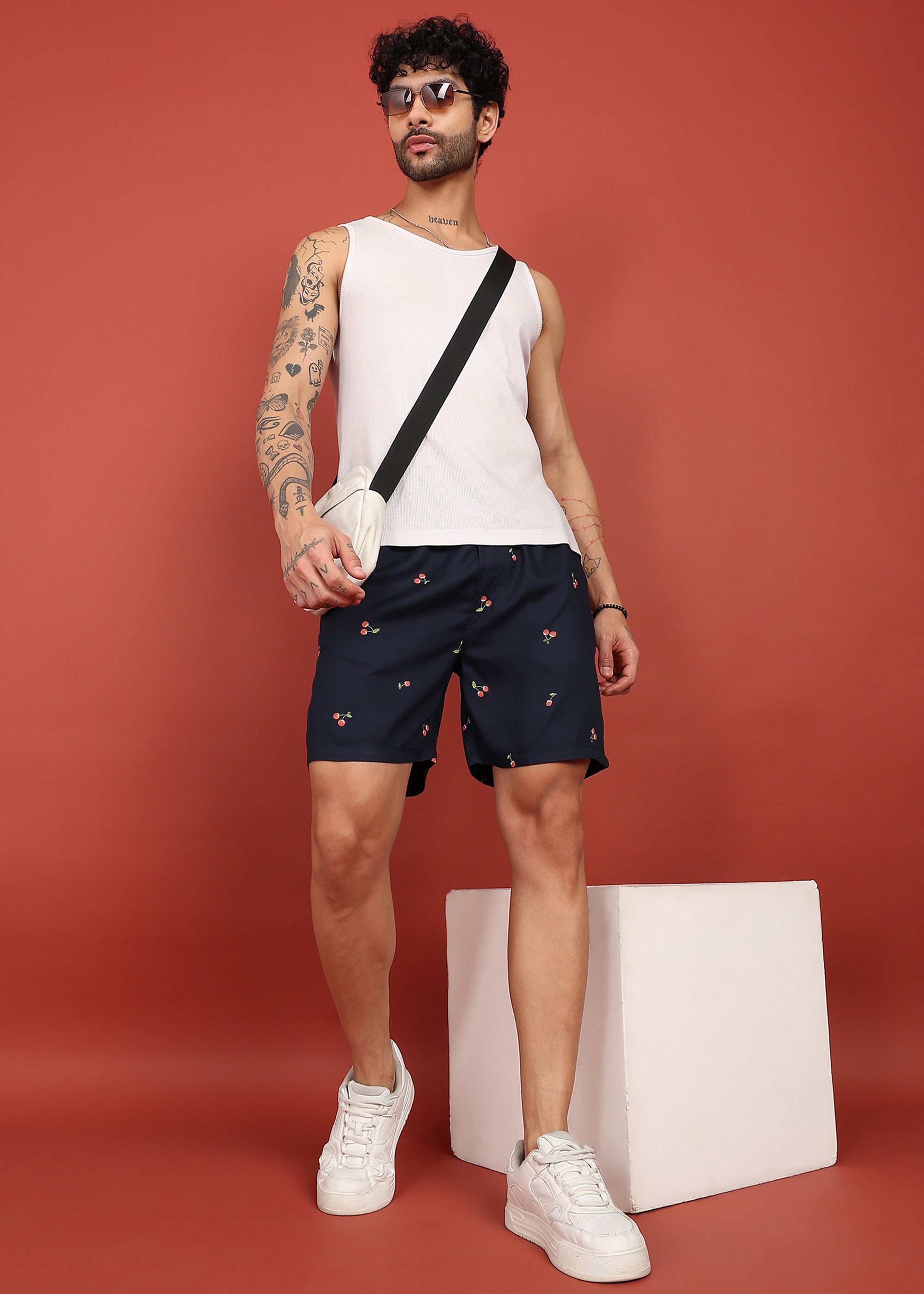 Fabmade Midnight Cherry Printed Shorts - Distacart
