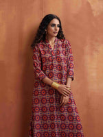 Thumbnail for trueBrowns Beige Print Straight Kurta Set
