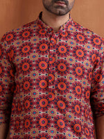 Thumbnail for trueBrowns Men's Beige Printed Kurta
