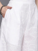 Thumbnail for Ahalyaa Women Self Design Pure Cotton Tunic With Palazzos - Distacart