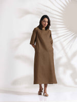 Thumbnail for trueBrowns Brown Slub Dress