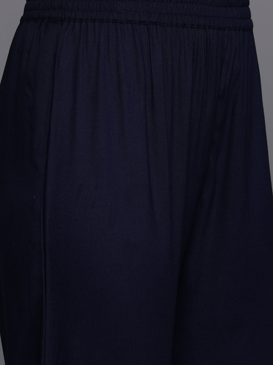 Varanga Women Navy Blue Round Neck Thread Embroidered Kurta Paired With Bottom And Dupatta - Distacart