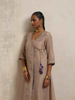 Thumbnail for trueBrowns Lilac Tissue Angrakha Kurta Set