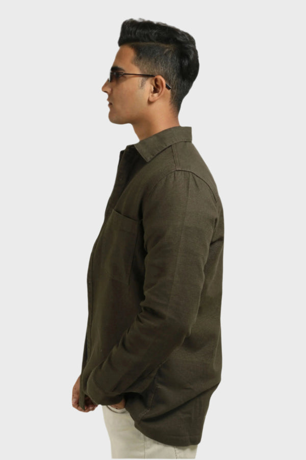 Xkind Olive Green Regular Fit Shacket