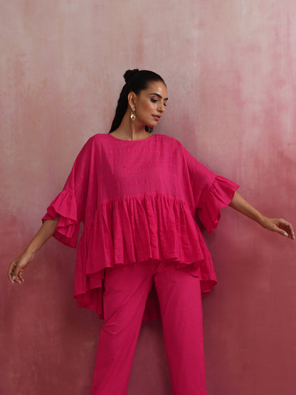 trueBrowns Pink Cotton Dobby Co-ord set - Distacart