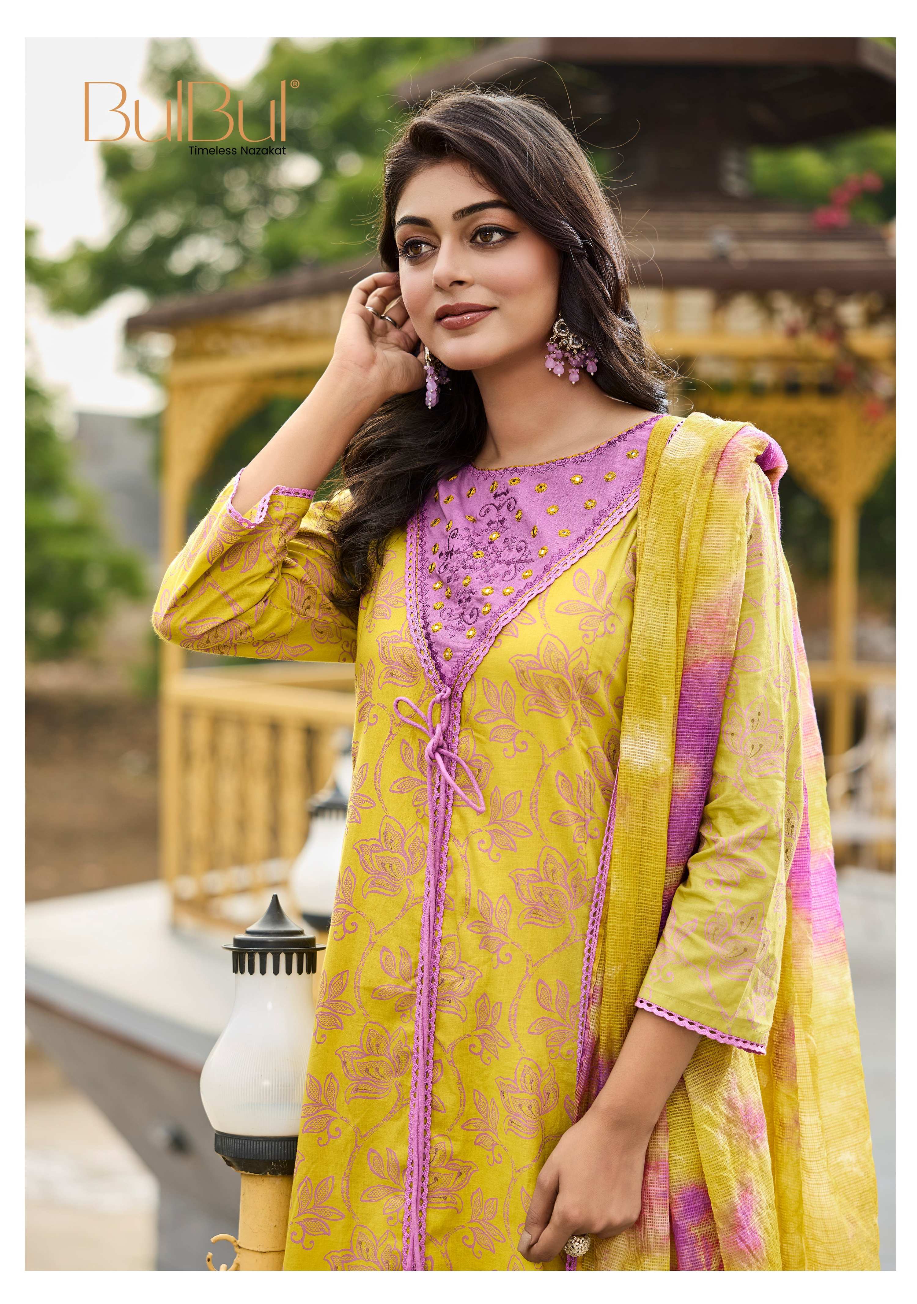 BulBul Karina Cotton Mustard Kurta Set with Dupatta