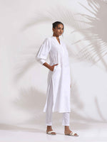 Thumbnail for trueBrowns trueBrown White Cotton Schiffli Kurta Set