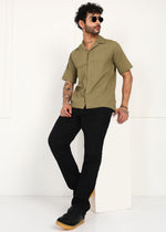 Thumbnail for Fabmade Olive Breeze Linen Shirt - Distacart