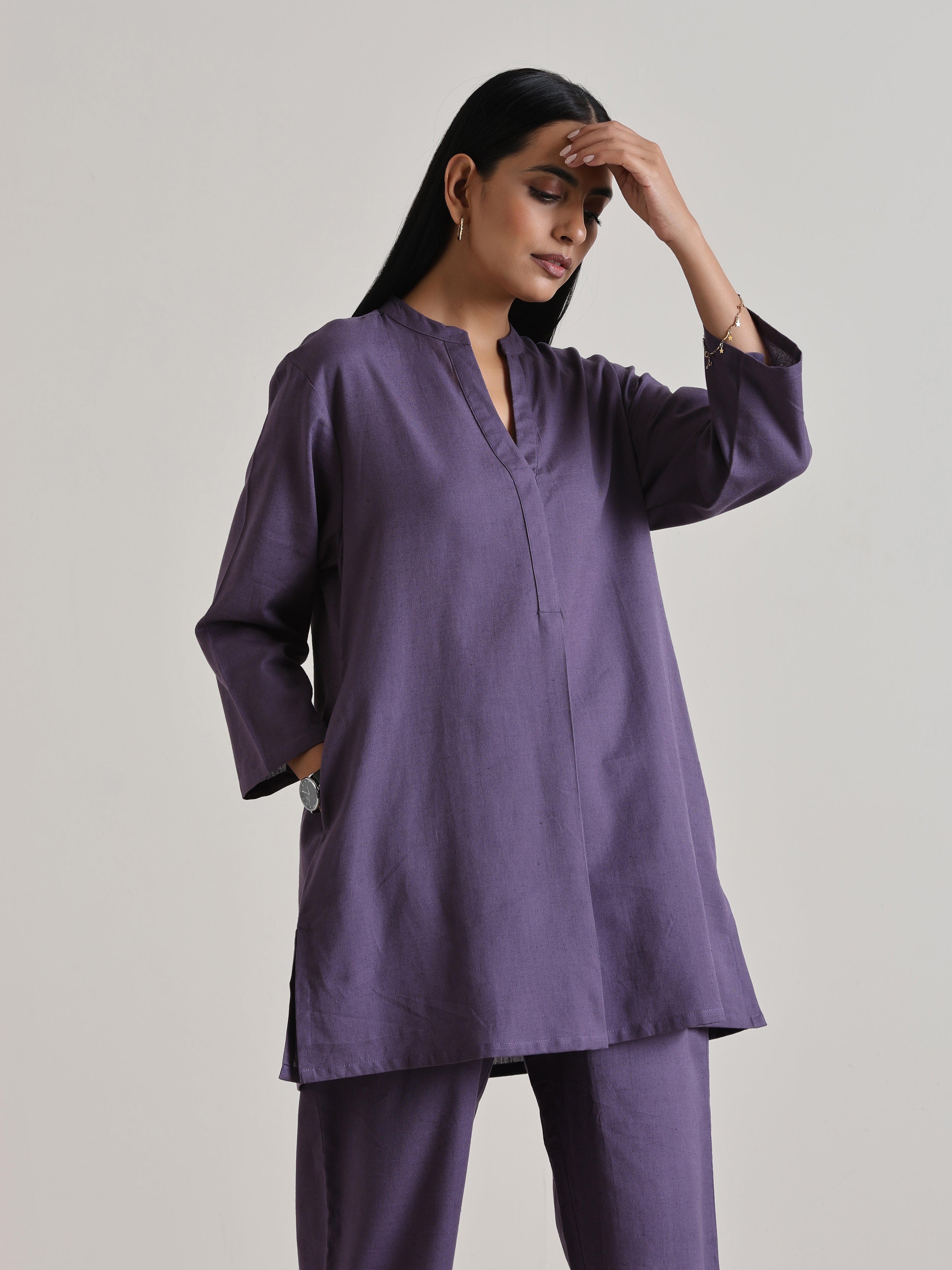 trueBrowns Plum Purple Relaxed Fit Co-Ord Set - Distacart