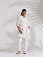 Thumbnail for trueBrowns White Cotton Embroidered Kurta Co-ord Set