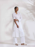 Thumbnail for trueBrowns White Check Cotton Kurta Set