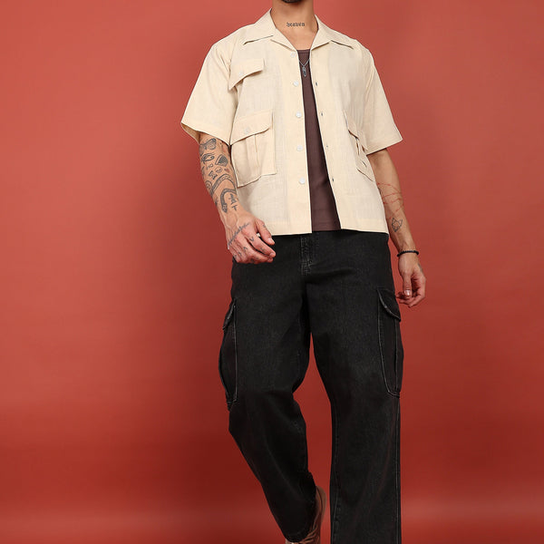 Fabmade Men’S Cream Shirt With 3 Pockets – Relaxed Fit - Distacart