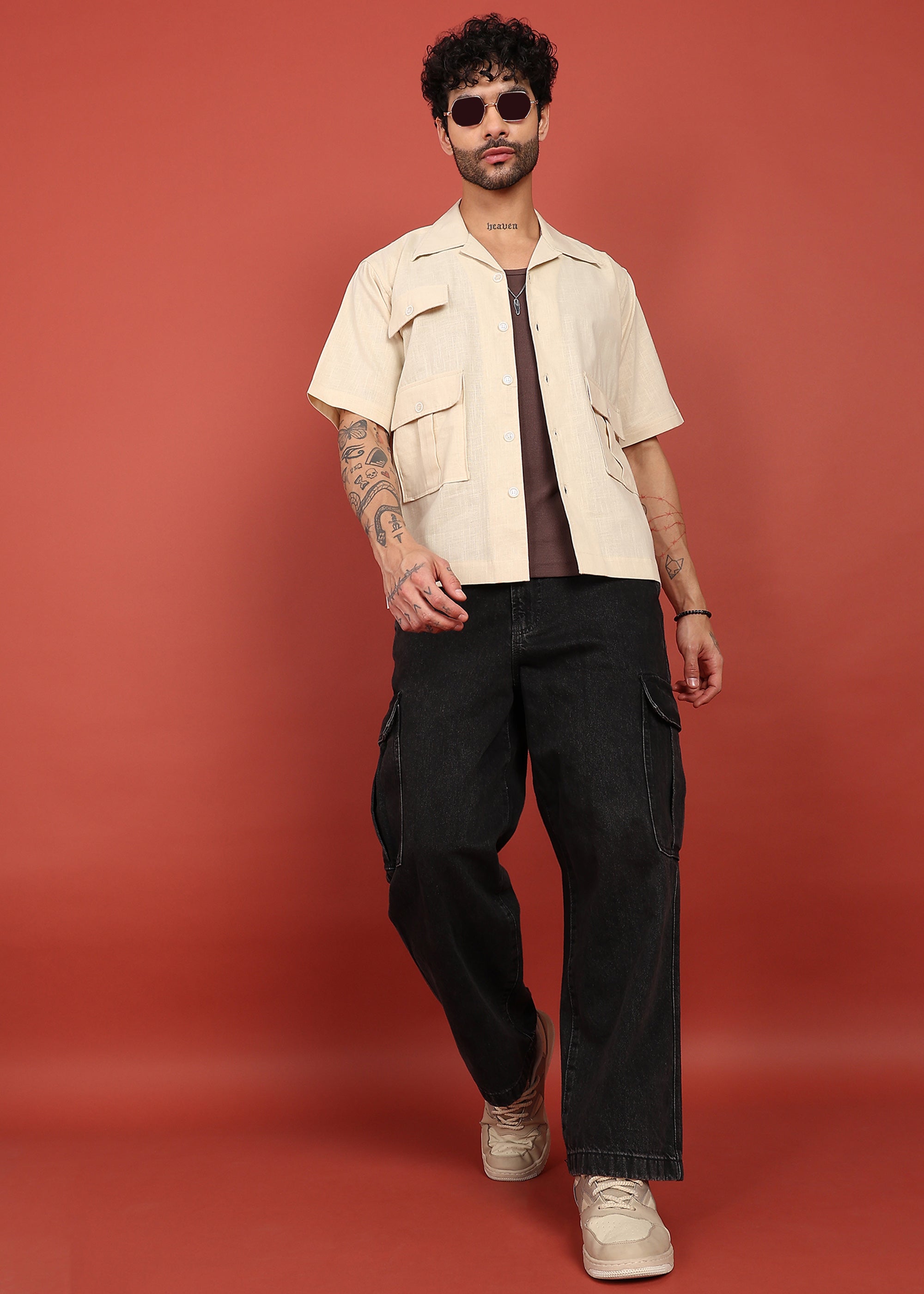 Fabmade Men’S Cream Shirt With 3 Pockets – Relaxed Fit - Distacart