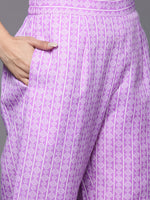 Thumbnail for Varanga Women Lavender Floral Printed Embroidered Kurta Paired With Bottom And Dupatta - Distacart
