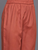 Thumbnail for Varanga Women Orange Solid A-Line Kurta Paired With Tonal Bottom - Distacart