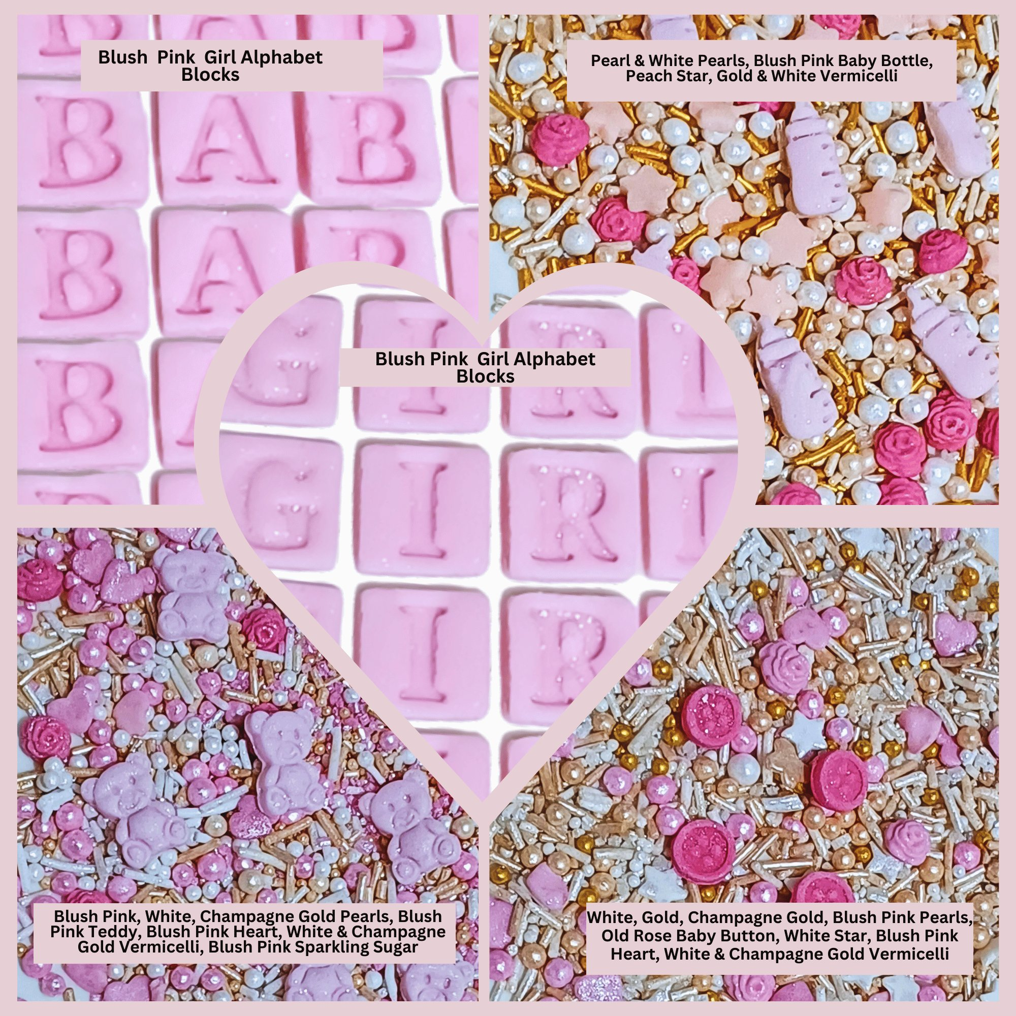 confect girls baby shower sprinkles edible sprinkles mix heart teddy baby feed bottle baby feet sprinkles pack of 5 baby shower 24