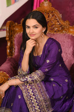 Thumbnail for Teeya Creation Purple Color Chinon Silk Heavy Embroidery Work Fully Stitched Salwar Suit - Distacart