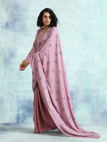 Thumbnail for trueBrowns Light Mauve Printed Velvet Ready to Wear Saree - Distacart