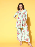 Thumbnail for Ahalyaa Women Floral Printed Pleated Kurti with Sharara - Distacart