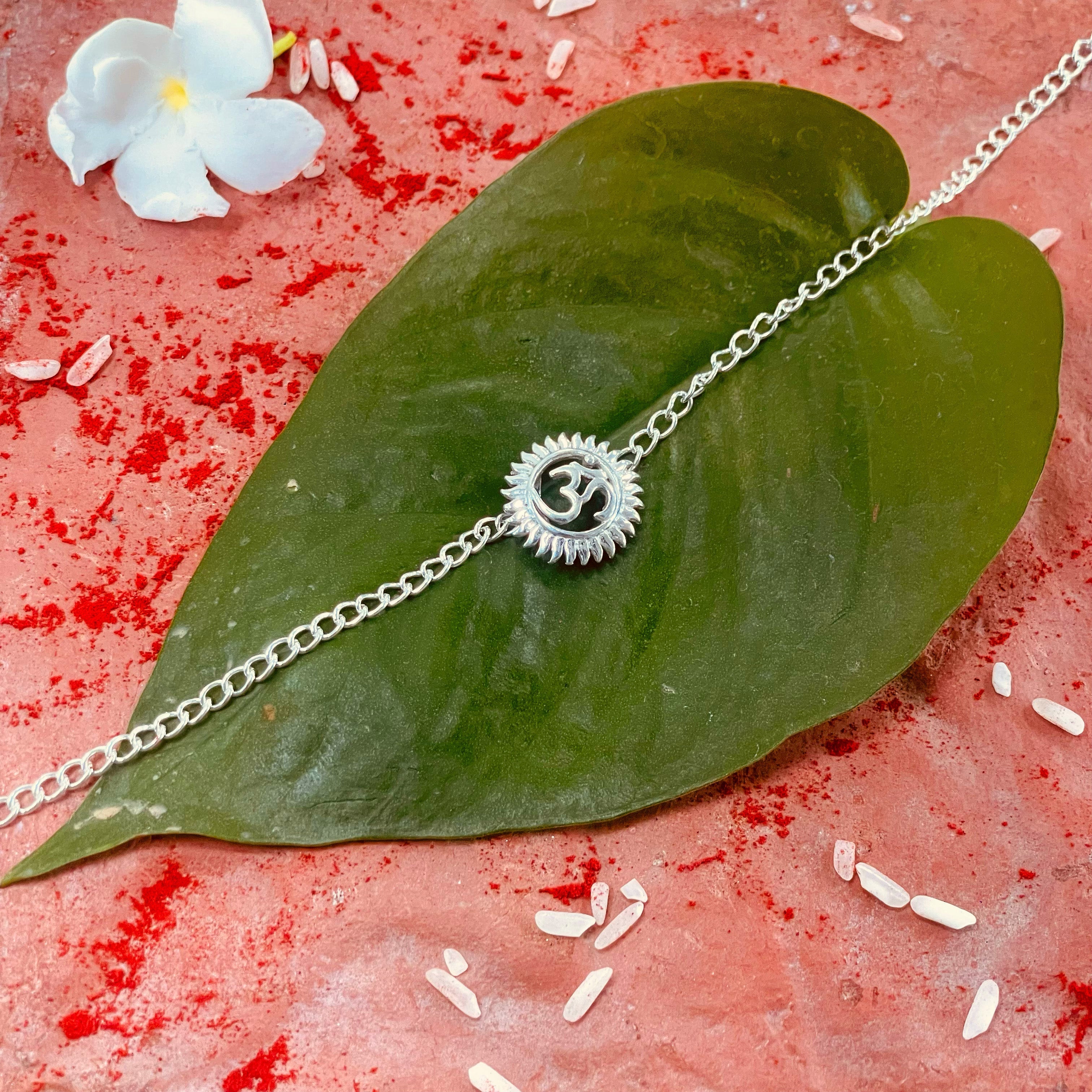 trueBrowns 925 Sterling Silver Om Silver Chain Rakhi - Distacart
