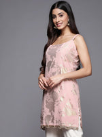 Thumbnail for Ahalyaa Square Neck Printed Crepe Tunic With Lace Inserts - Distacart
